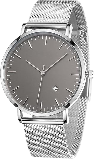 Men's Timepieces Stainless Steel Stylish Analog Quartz Waterproof silver Timepieces for Men