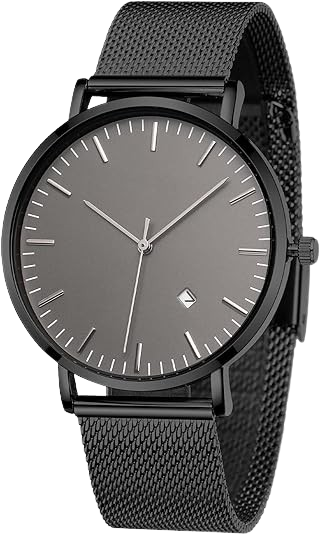 Men's Timepieces Stainless Steel Stylish Analog Quartz Waterproof black Timepieces for Men