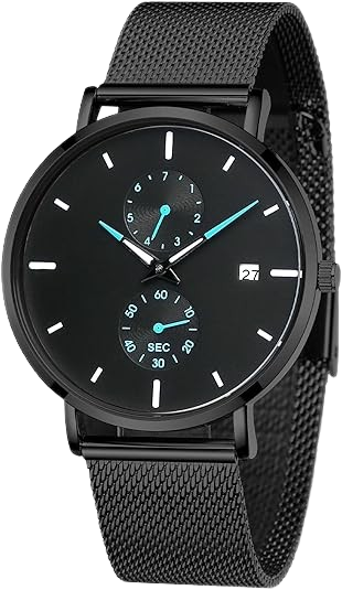 Men's Timepieces Stainless Steel Stylish Analog Quartz Waterproof with black dial timepieces for Men