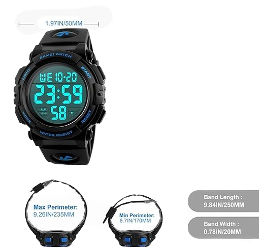 Watches for Men, Digital Sports Watch for Mens Waterproof LED Screen Large Face Military Tactical Watch