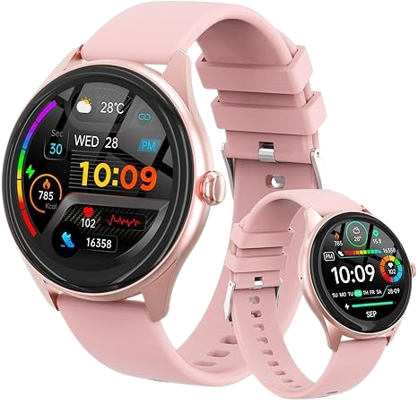 Pink Women smart watch, iPhone/Android